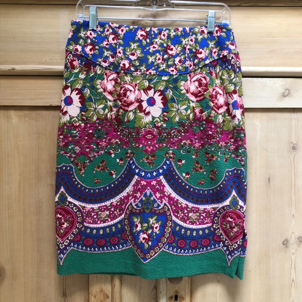 Anthropologie Maeve Sheffield Multicolor Floral Pencil Skirt Size 10 - Picture 11 of 14